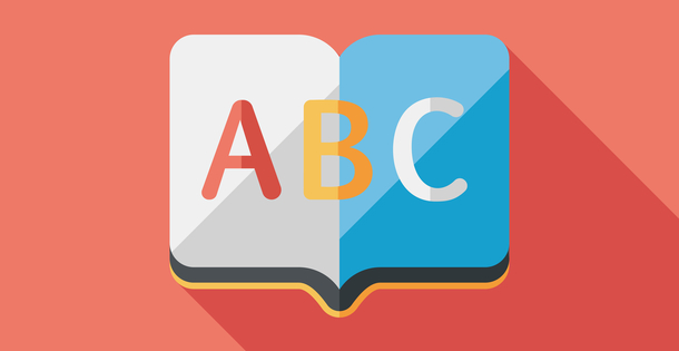 Book with the letters 'A', 'B', 'C' written on its pages.