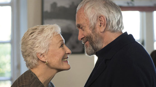 Glenn Close and Jonathan Pryce share a scene in the film, "The Wife"