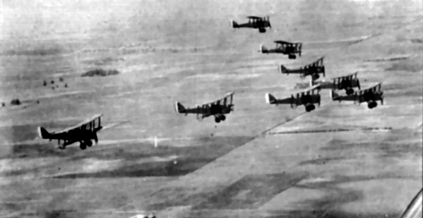 World War I military planes in flight