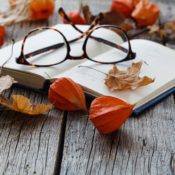 Reading glasses on a book