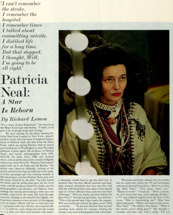 First page for the magazine article, "Patricia Neal: A Star is Reborn"