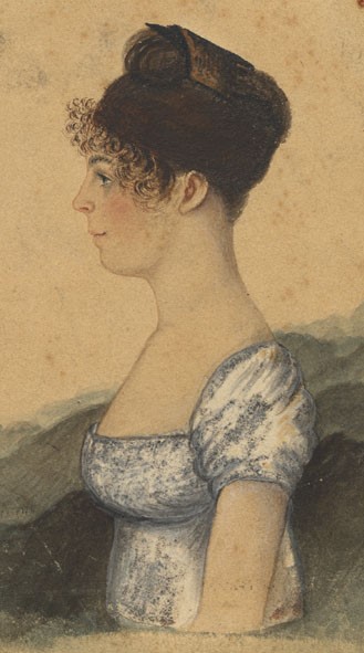Illustrated side portrait of Susanna Rowson