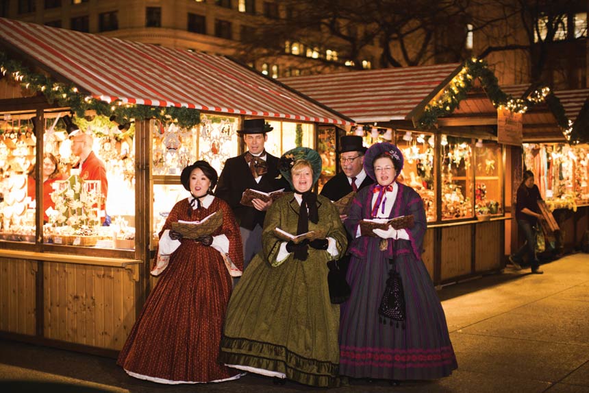 Carolers sing in Chicago's Christkindl Market