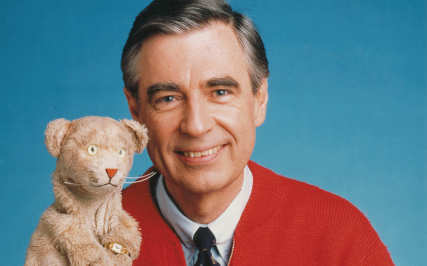 Fred Rogers and one of his puppets