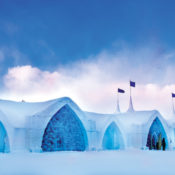 A large building made out of ice and snow.