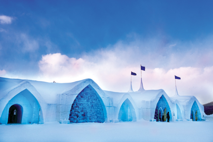 A large building made out of ice and snow.