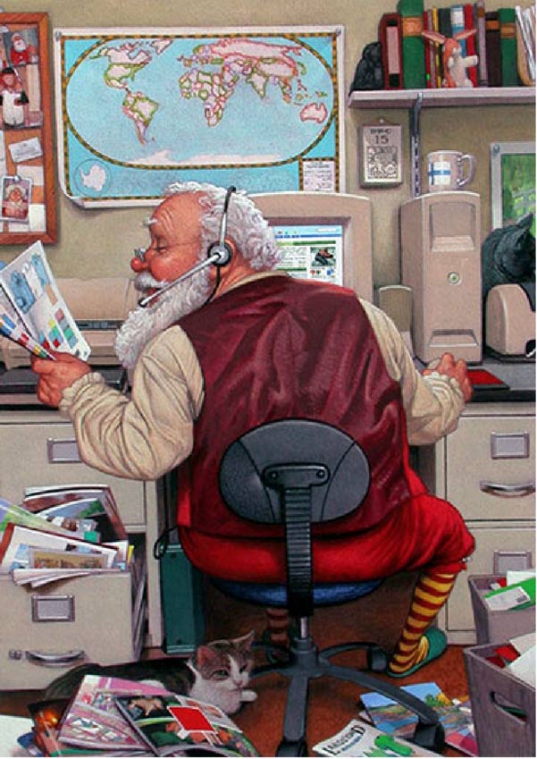Santa at his desk