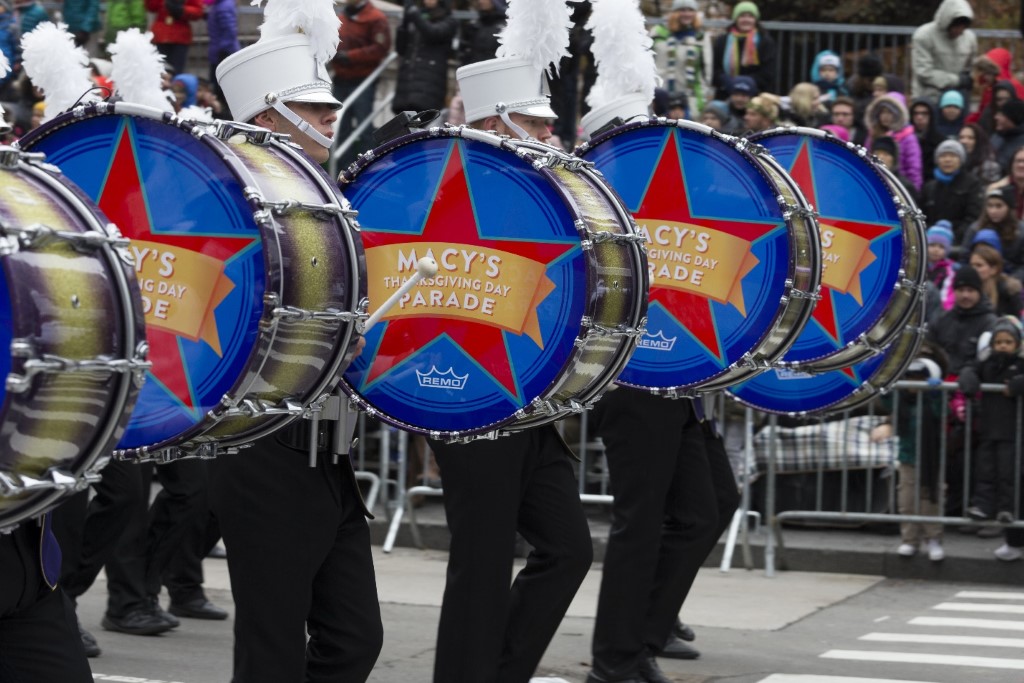 The West Carolina University Marching Band performing during the 2014 Macy's Thanksgiving parade