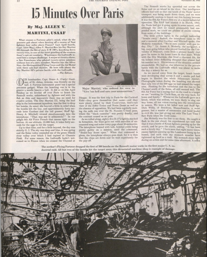 First page of the article "15 Minutes Over Paris"
