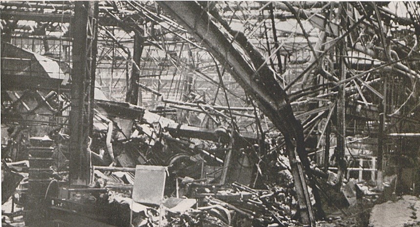 The ruins of a Renault plant after an air bombing in World War II