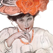 Woman sipping soda at a bar.