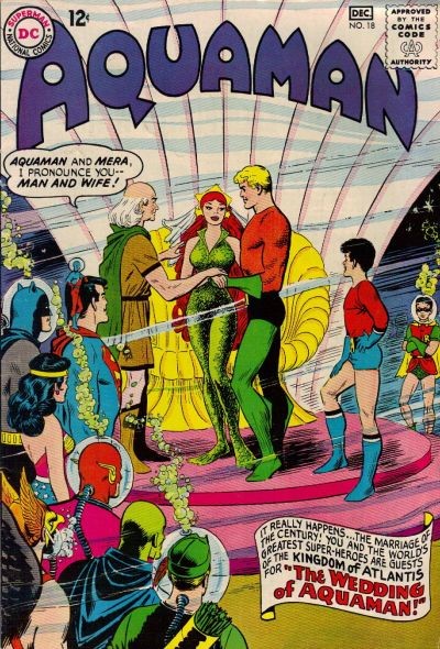 Cover of Aquaman depicting Aquaman and Mera's wedding.