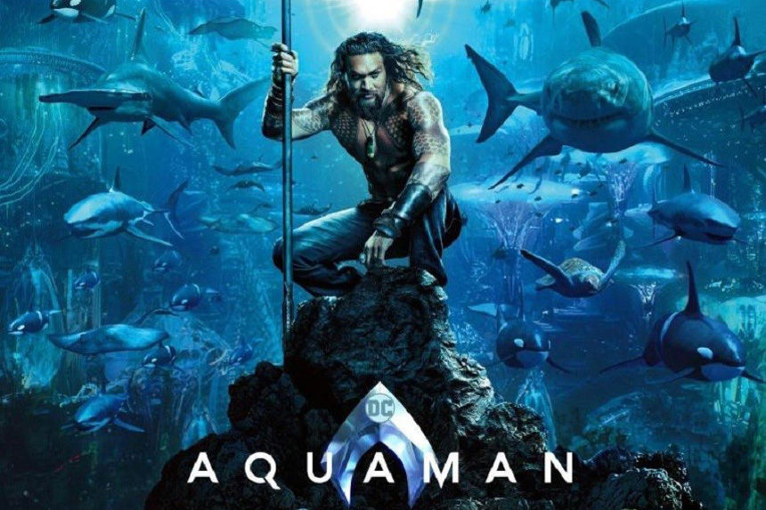 Poster for the film "Aquaman", starring Jason Momoa.