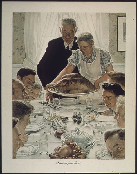 A family having a Thanksgiving feast