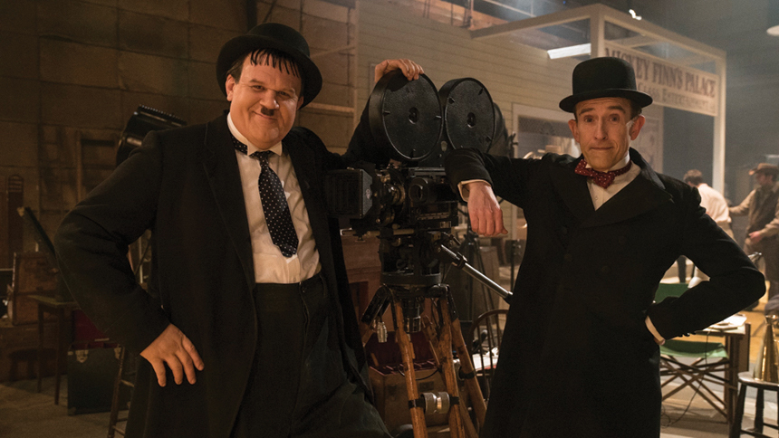 John C. Reilly as Oliver Hardy, and Steve Coogan as Stan Laurel in the film Stan & Ollie