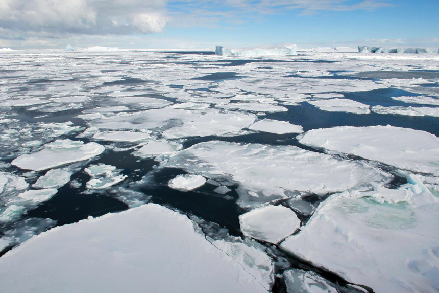 An ice flow drifts near Mt. Brown South in Antarctica