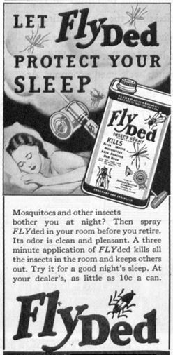 Vintage ad of an insect repellant called Fly Ded.