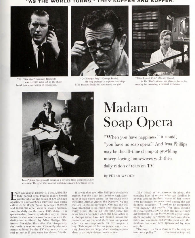 First page of the article "Madam Soap Opera"