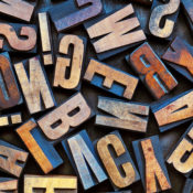 Wooden blocks shaped like alphabet letters