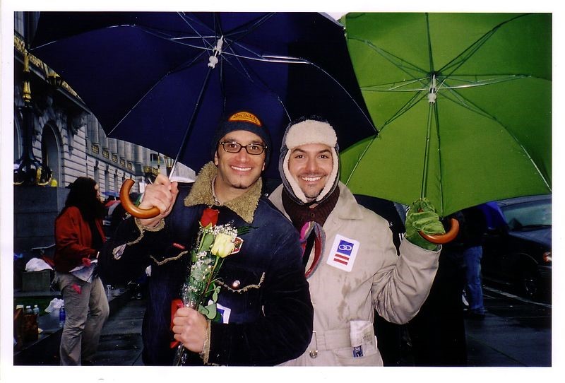 Screenwriter David Michael Barret and his husband Mark Peters after their marriage in San Fancisco