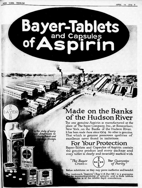 Old magazine ad for Bayer aspirin tablets