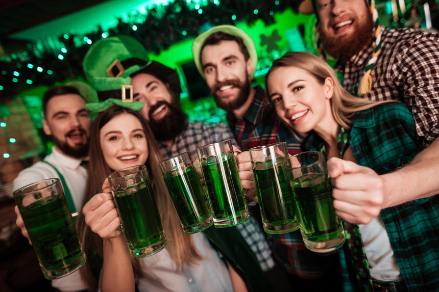 St. Patrick's Day party with intoxicated people drinking