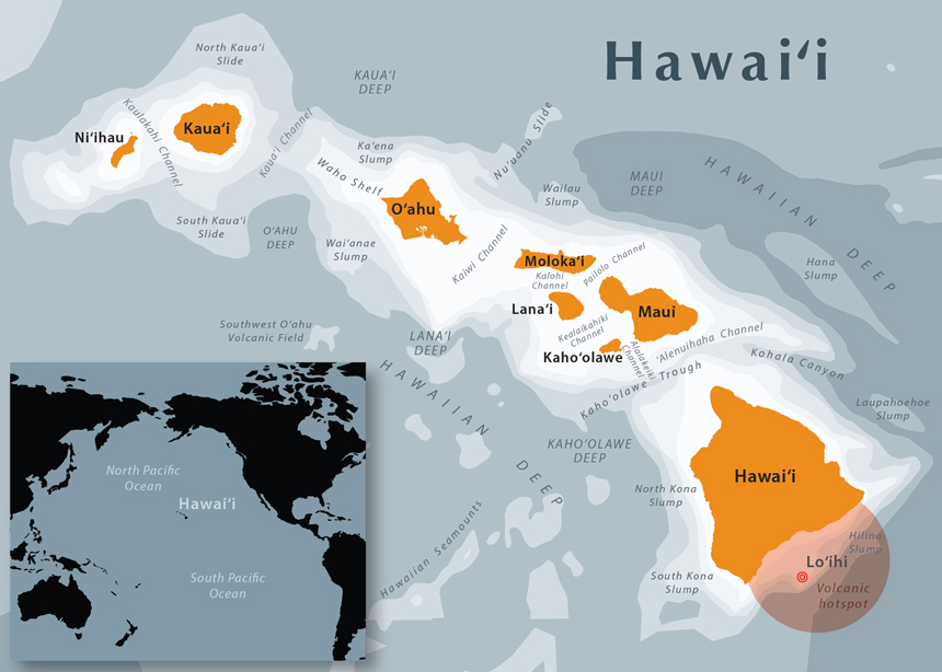 Political map of the U.S. State of Hawaii