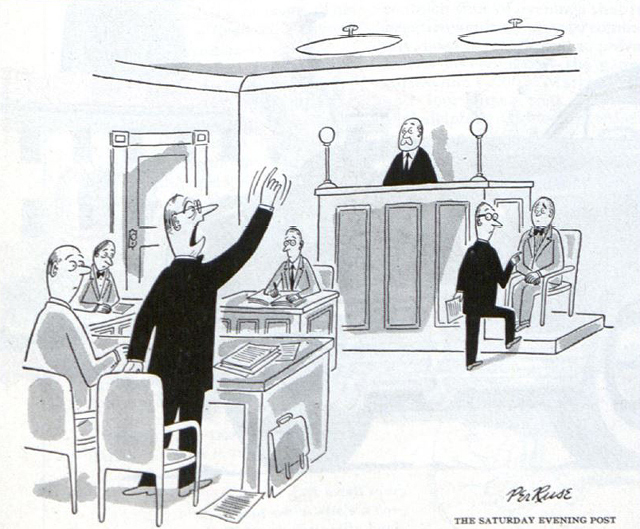 Lawyer raises an objection during a cross-examination.