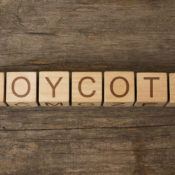 Wooden blocks spell out the world BOYCOTT