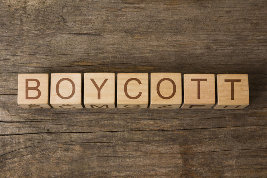 Wooden blocks spell out the world BOYCOTT