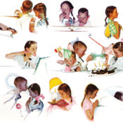 Scenes of a young girl having a date with a classmate