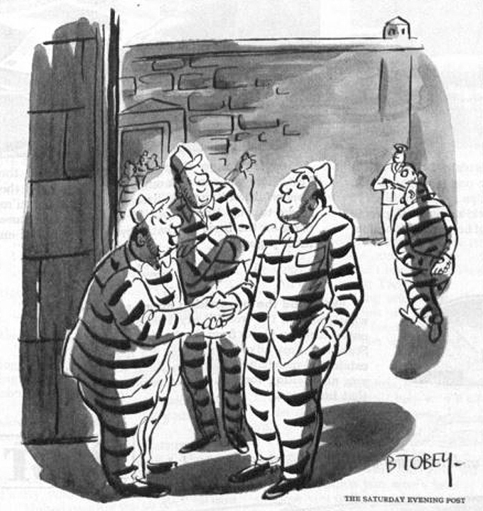 Crooks meet in a prison yard