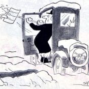 Man shoveling snow out of his car