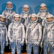 Members of the Mercury Seven in space suits