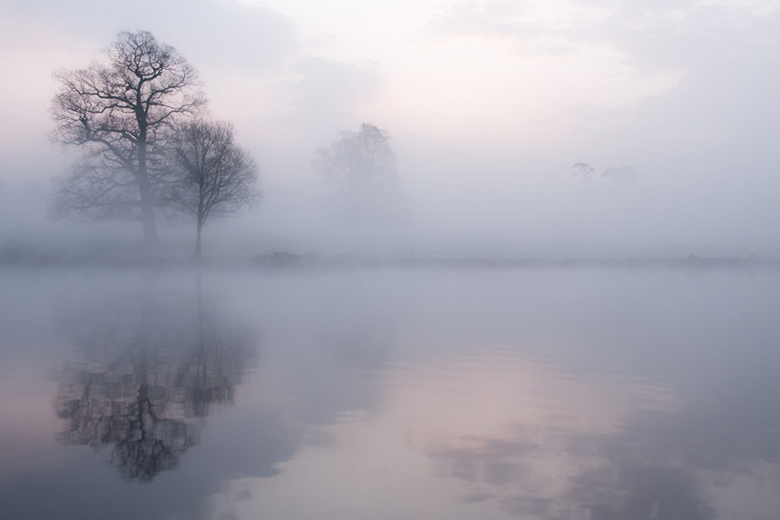 A lake in the mist