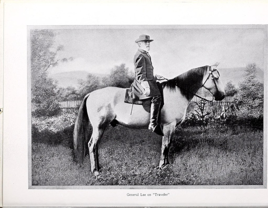 Confederate general Robert E. Lee on his horse, Traveller