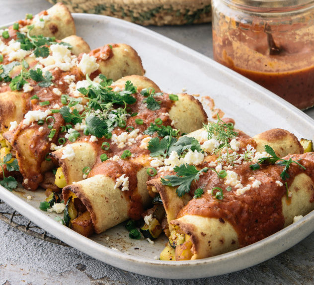 Plate of Potato Zucchini Enchiladas