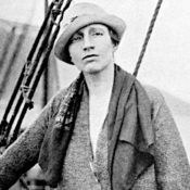 American explorer and geographer Louise Arner Boyd, on a ship's deck.