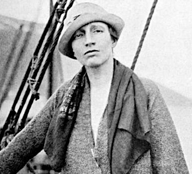 American explorer and geographer Louise Arner Boyd, on a ship's deck.