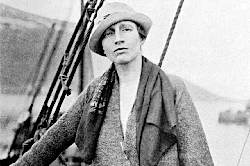 American explorer and geographer Louise Arner Boyd, on a ship's deck.