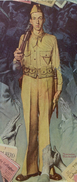 Illustration of a World War II American G.I., by Norman Rockwell