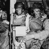 U.S Army paratroopers before they leapt off an airborne plane.