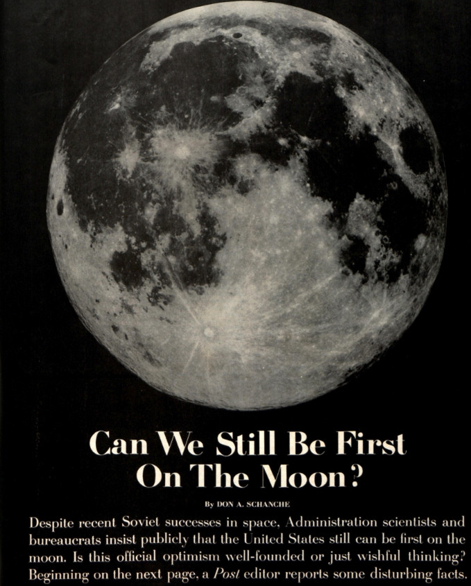 First page of the article, "Can We Still Be First to the Moon?" as it appeared in the Post. This links to the full article.