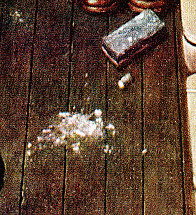 Close up of the chalk dust on the floor of the Rockwell painting.