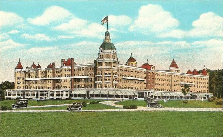 Postcard art of the Poland Spring House in Poland, Maine.