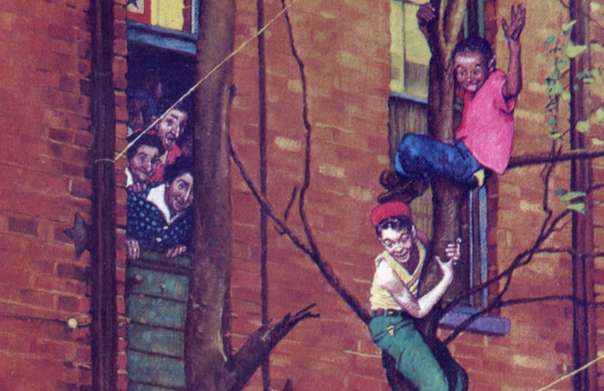 Close up of Norman Rockwell painting