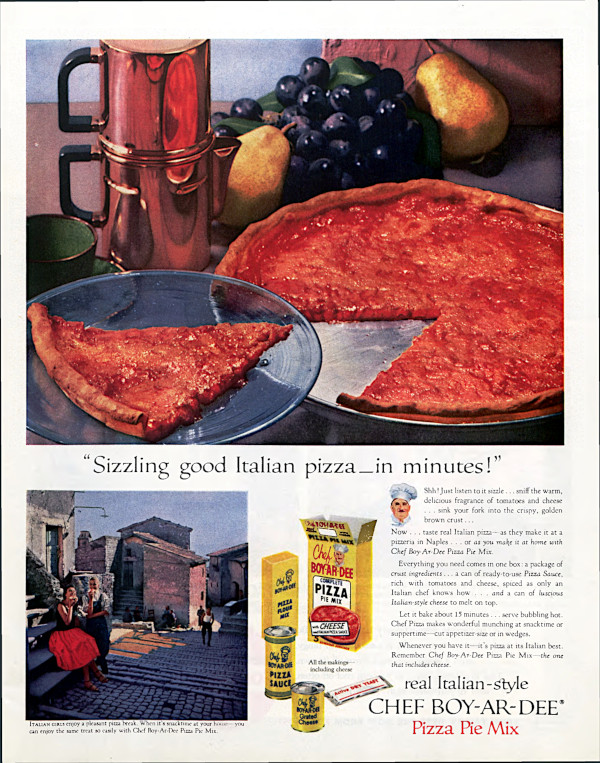 Ad for Chef Boyardee, featuring a pizza.