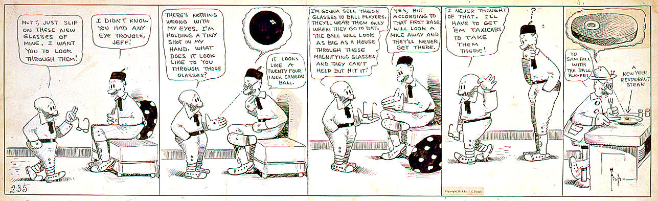 A Mutt and Jeff comic strip from 1919, by Bud Fisher. 