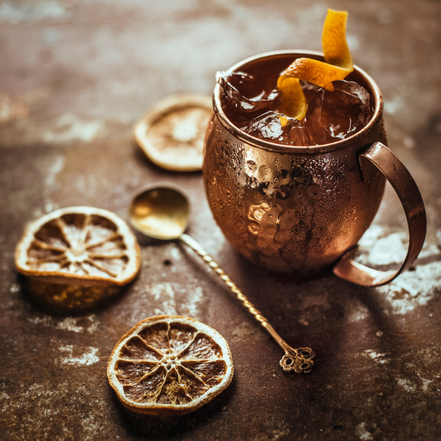 Bronze cup of Mule drink.