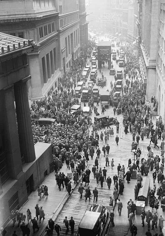 A crowd of people in Wall Street